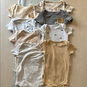 Carter's Neutral Stripe & Solid Short-Sleeve Baby Bodysuits - 8 Pack